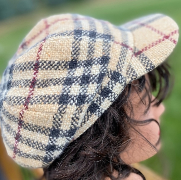 BURBERRY London Nova Check Newsboy Hat Wool/Angora/Cashmere blend slouchy Sz M - Picture 11 of 11